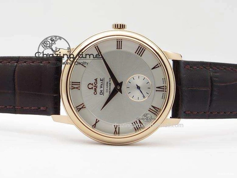 0207 Popular De Ville MK 1:1 Best Edition RG White Dial On Black Leather Asian Seagull T1701 (Sec@6) 8237